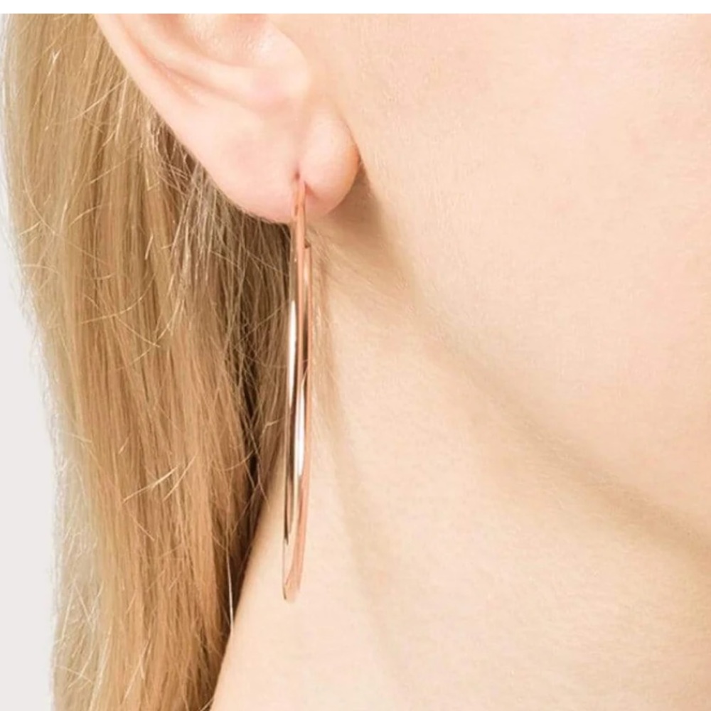 New Michael Kors Rose Gold Heritage Hoop Earrings - Picture 6 of 8
